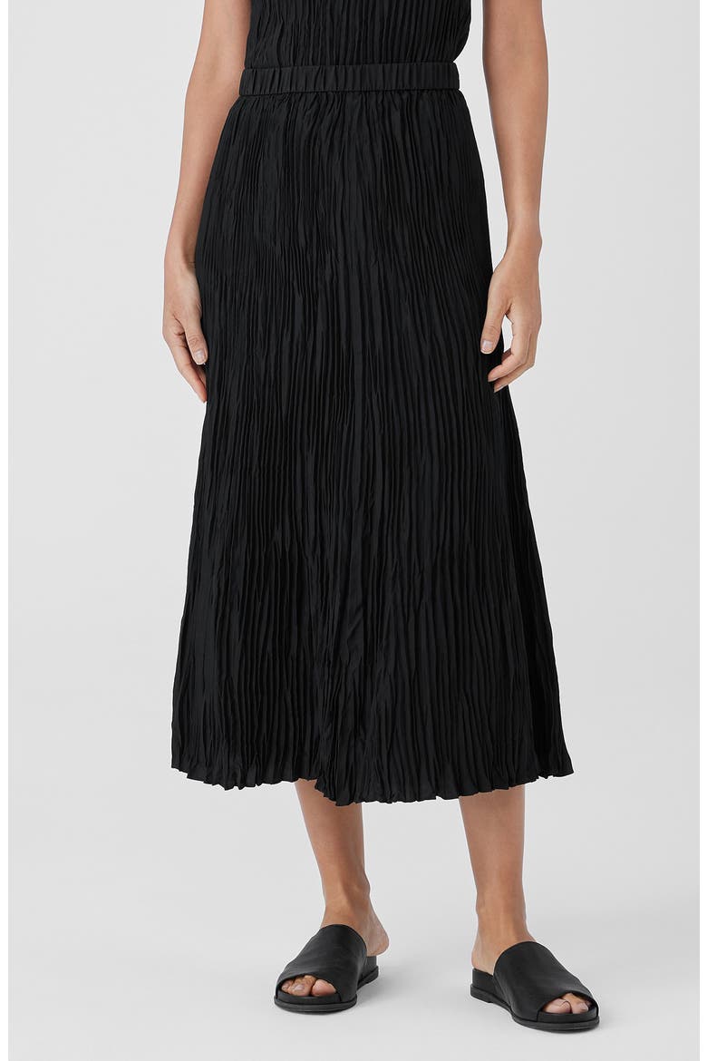 Pleated Silk Midi Skirt, Main, color, BLACK