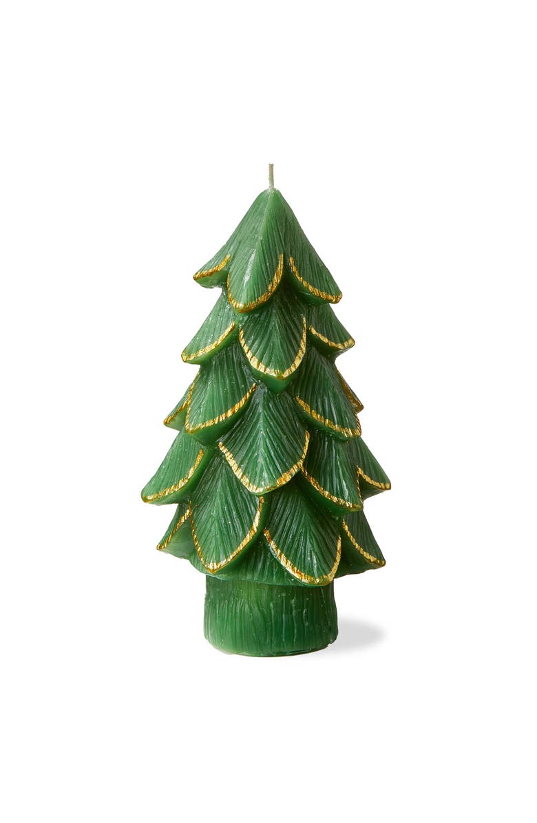 tag Gilded Pine Tree Green Candle Sculpted Novelty Christmas, Main, color, Green