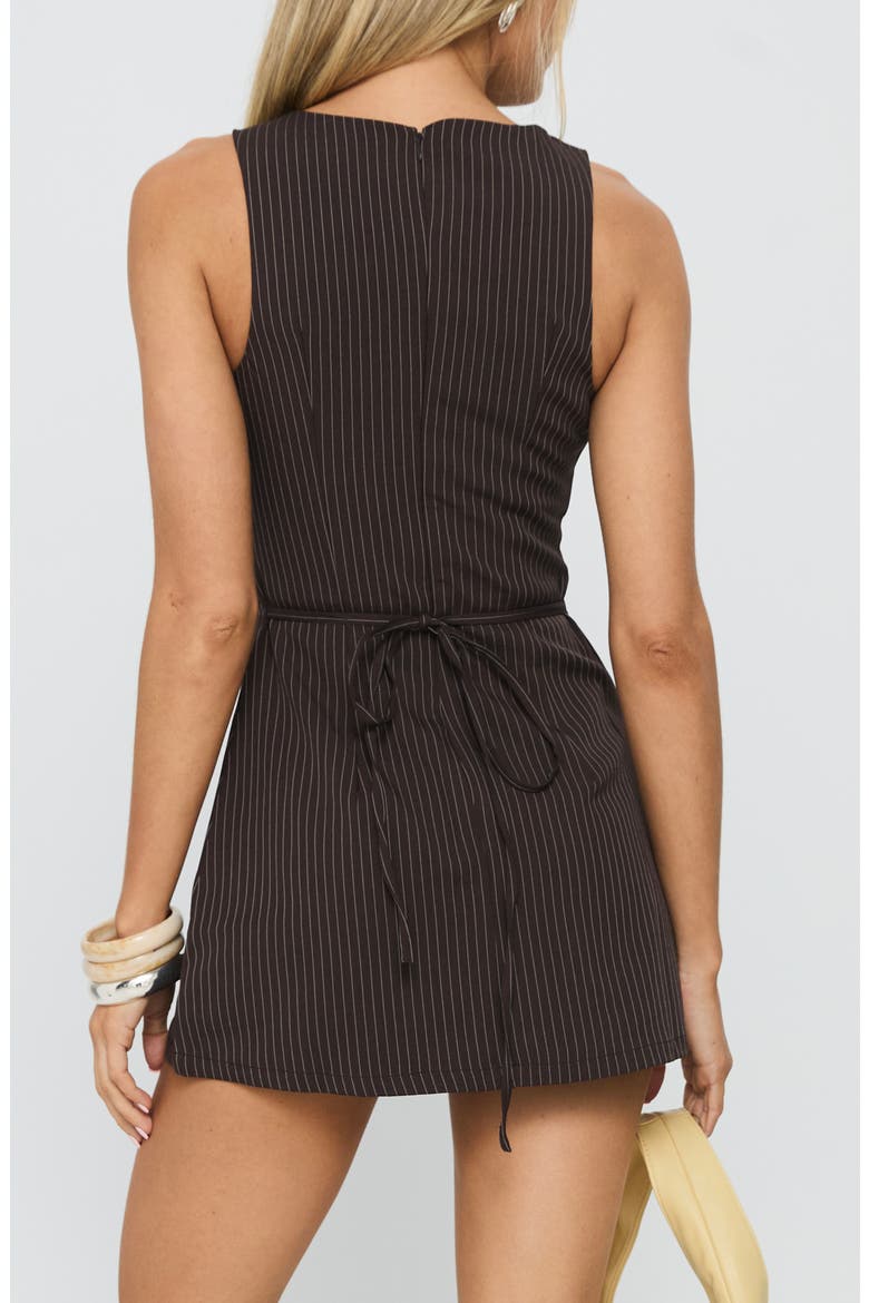 Yumiko Pinstripe Sleeveless Romper, Alternate, color, BROWN STRIPE