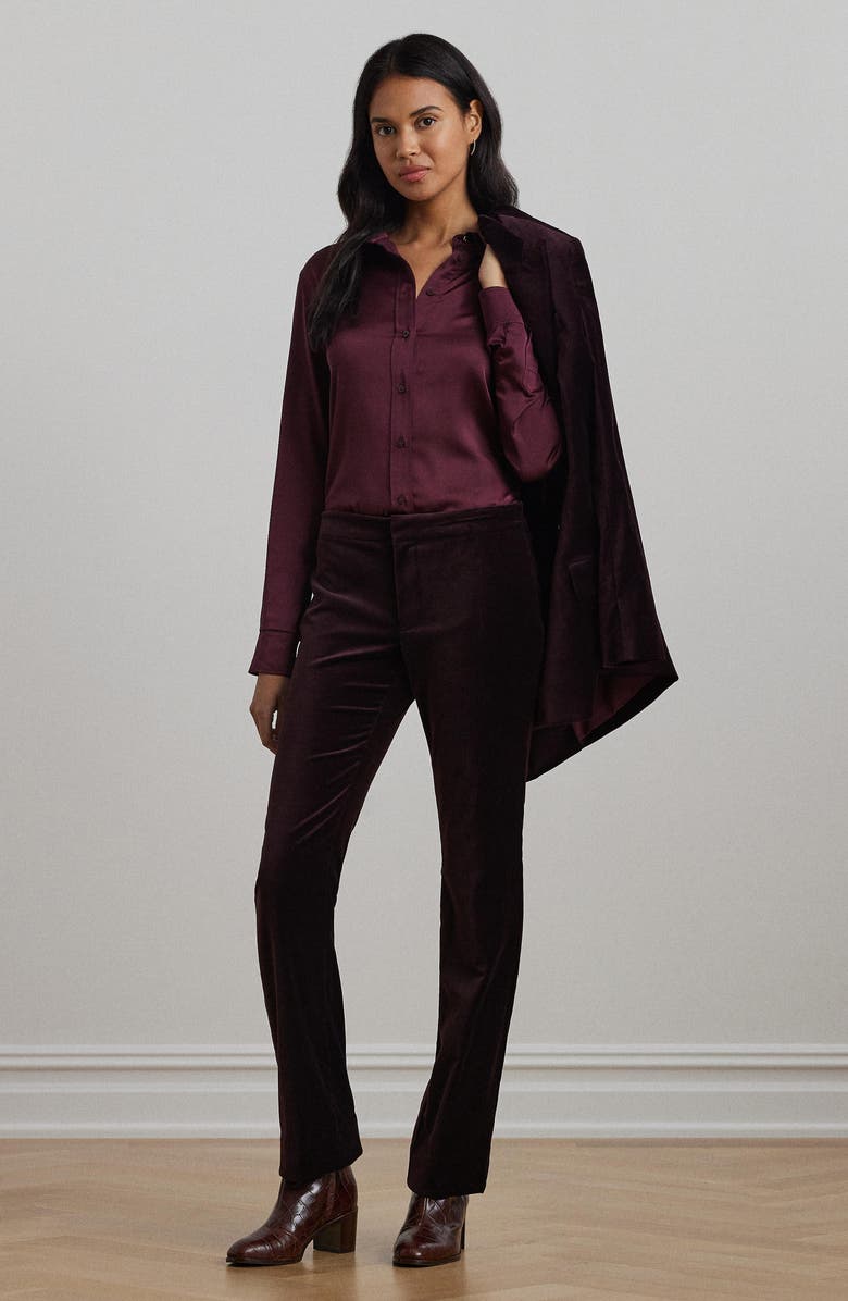 Lauren Ralph Lauren Classic Fit Satin Charmeuse Shirt, Alternate, color, Pinot Noir