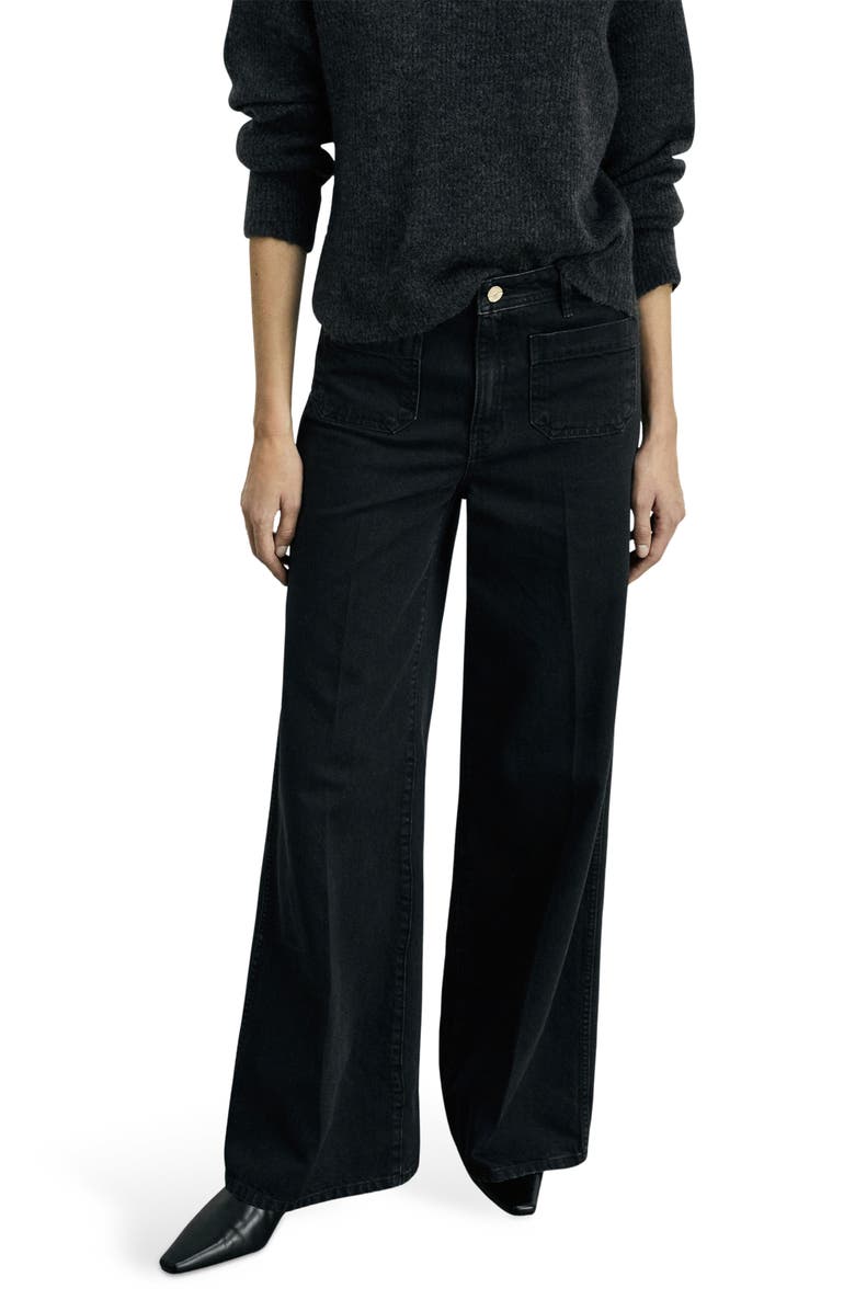 MANGO Patch Pocket Wide Leg Jeans, Main, color, 