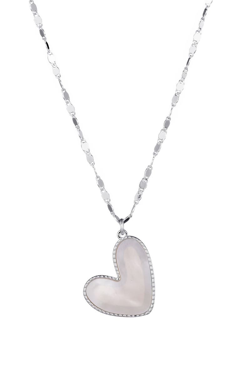 Mother-of-Pearl Heart Pendant Necklace, Main, color, WHITE