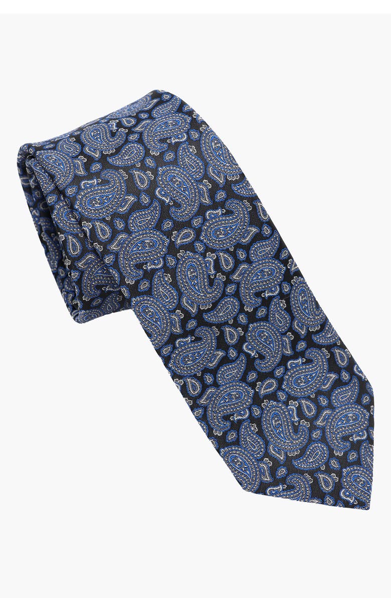 Hickey Freeman Paisley Neck Tie, Main, color, Black/ Blue