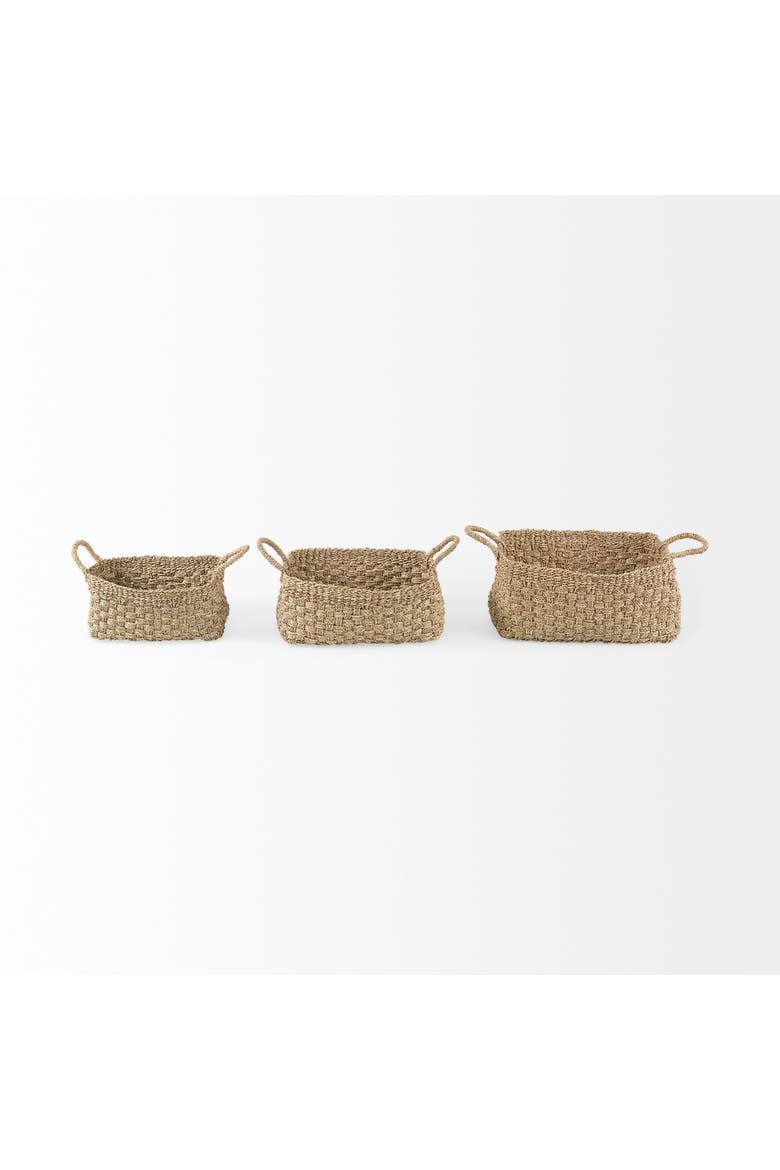 Emra Set of 3 Seagrass Rectangular Basket, Alternate, color, Brown