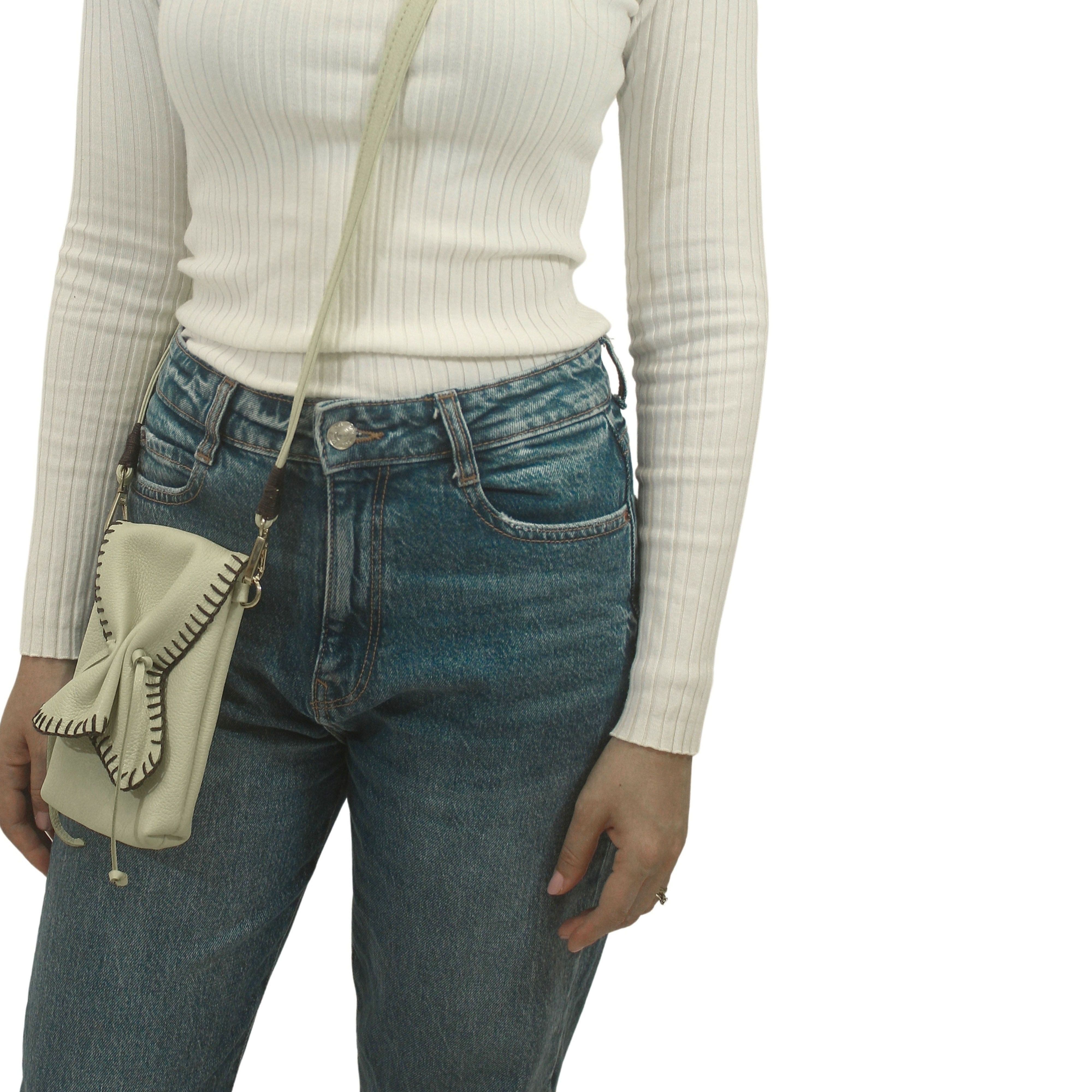 Cell Phone Butterfly Leather Bag, Alternate, color, Winter White