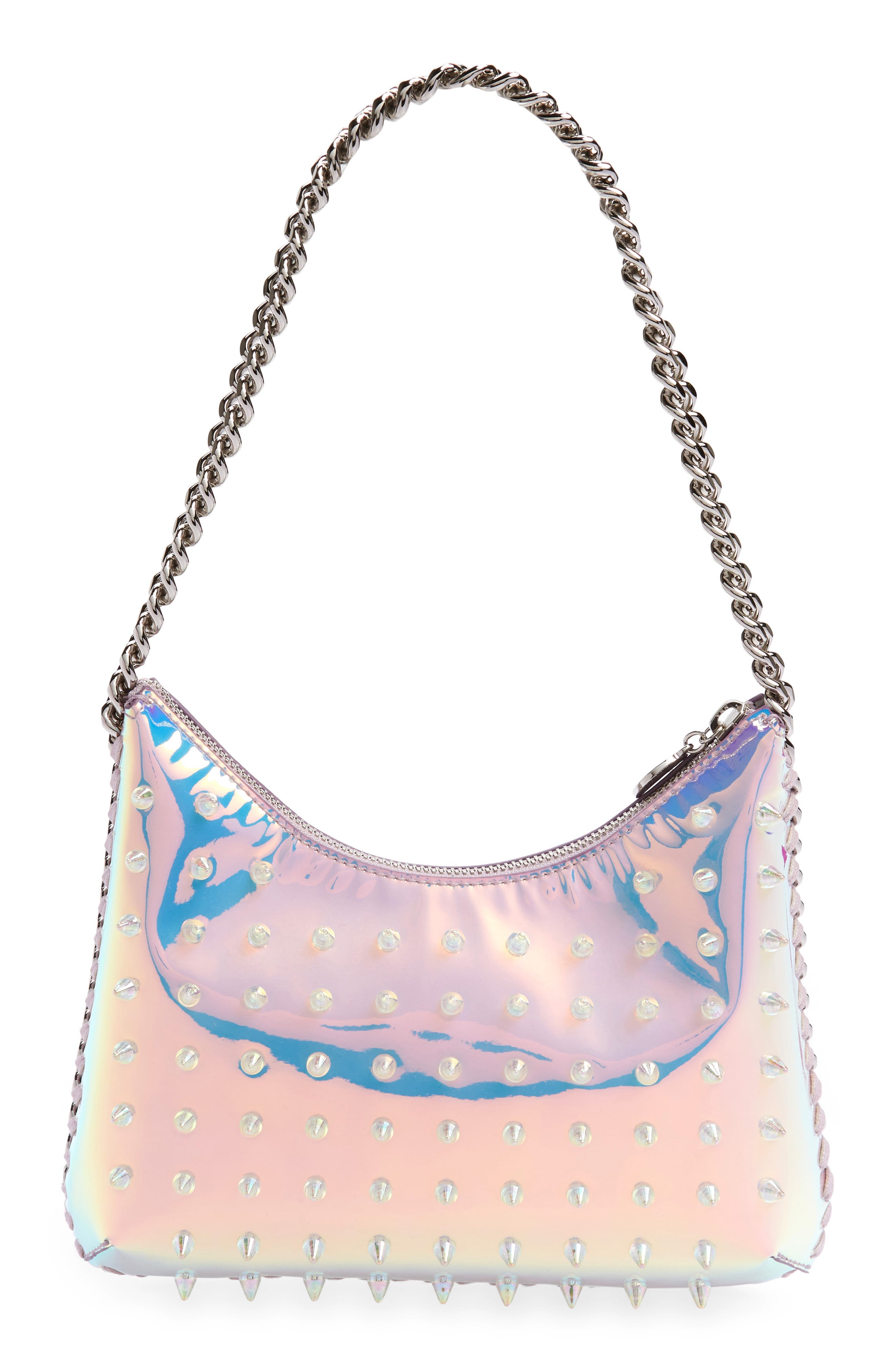 Stella McCartney Mini Falabella Spike Holographic Shoulder Bag, Alternate, color, 