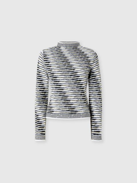 Mock Neck Sweater With Flame Pattern