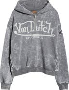 Von Dutch Oversize Crop Quarter Zip Fleece Hoodie