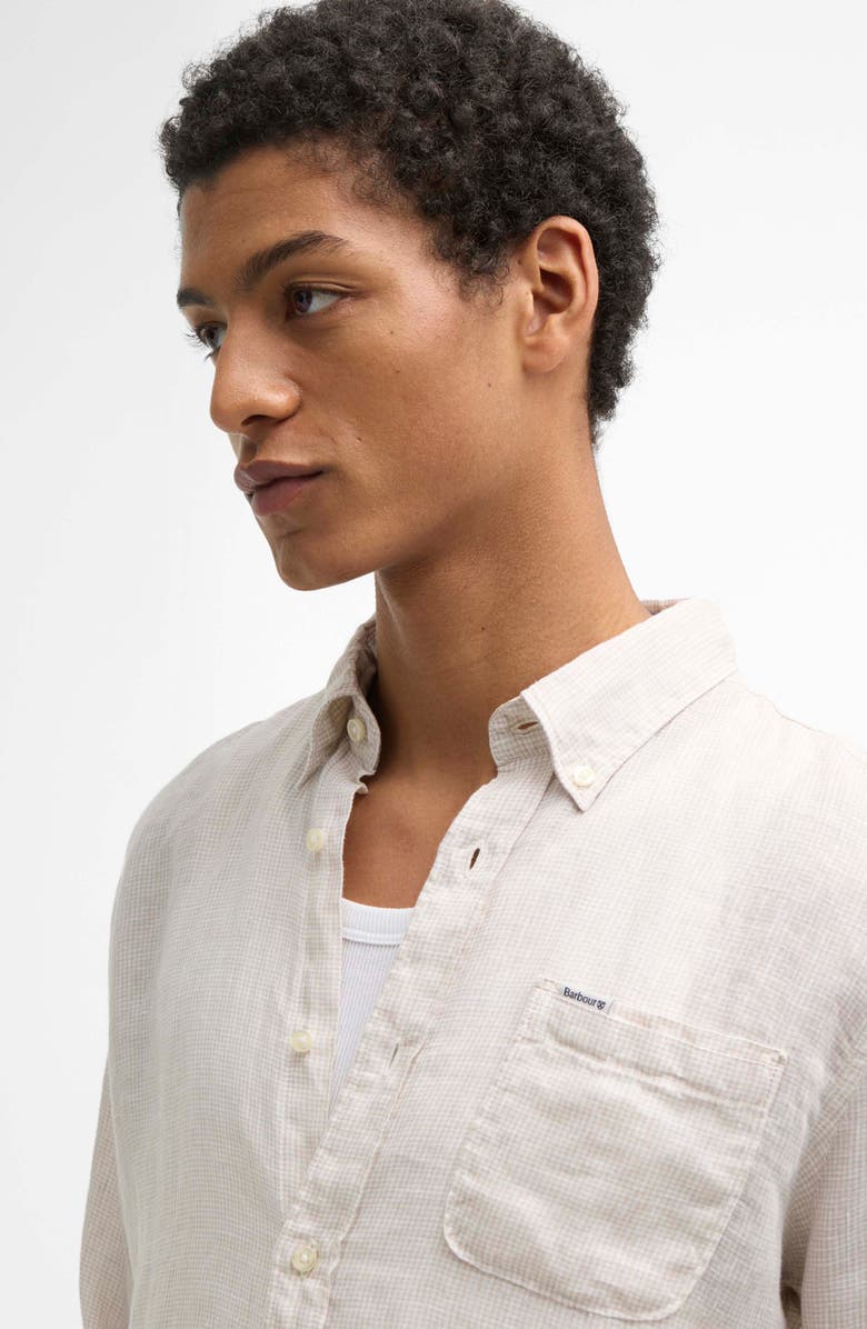 Barbour Linton Tailored Fit Check Linen Button-Down Shirt, Alternate, color, 