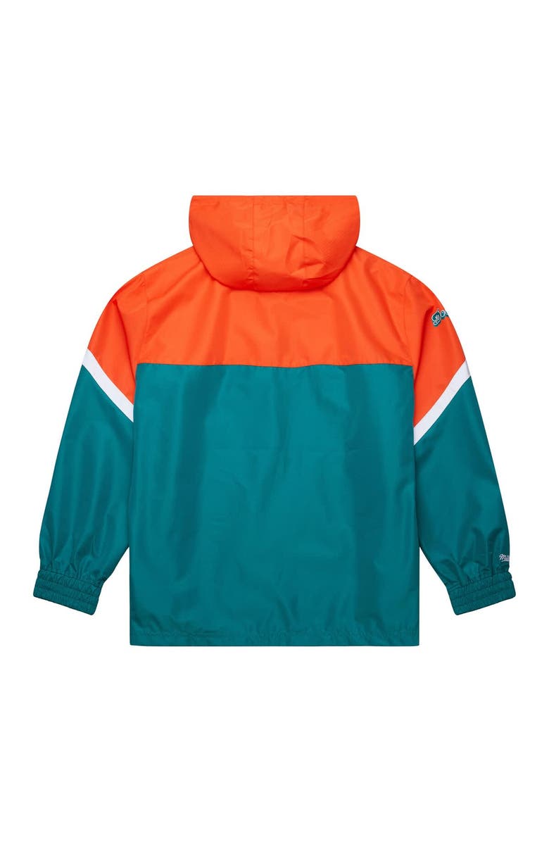 Mitchell & Ness Men's Mitchell & Ness Orange/Aqua Miami Dolphins Tie Breaker Vintage Logo Lightweight Anorak Half-Zip Windbreaker, Alternate, color, Orange