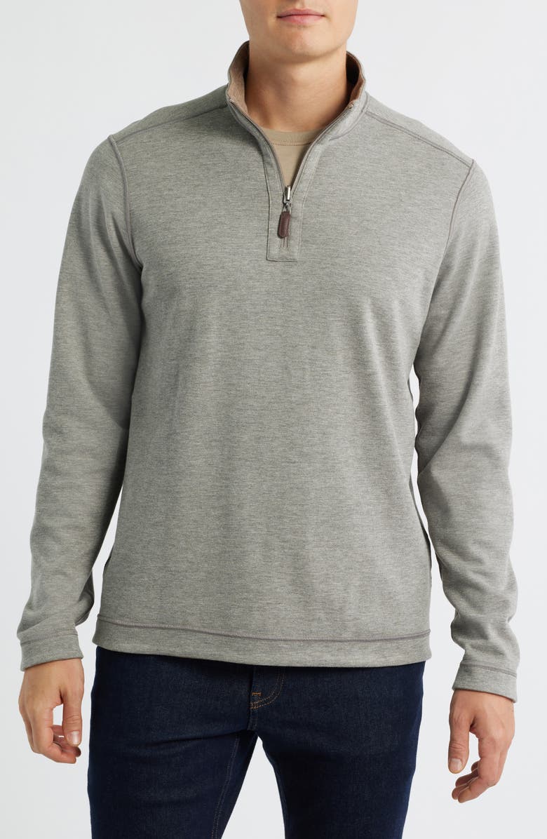 Johnston & Murphy Icon Reversible Quarter Zip, Alternate, color, Oatmeal/ Light Gray