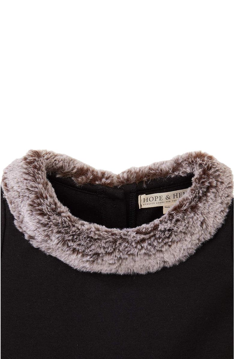 Hope & Henry Girls' Fit and Flare Ponte Dress with Faux Fur, Toddler, Alternate, color,