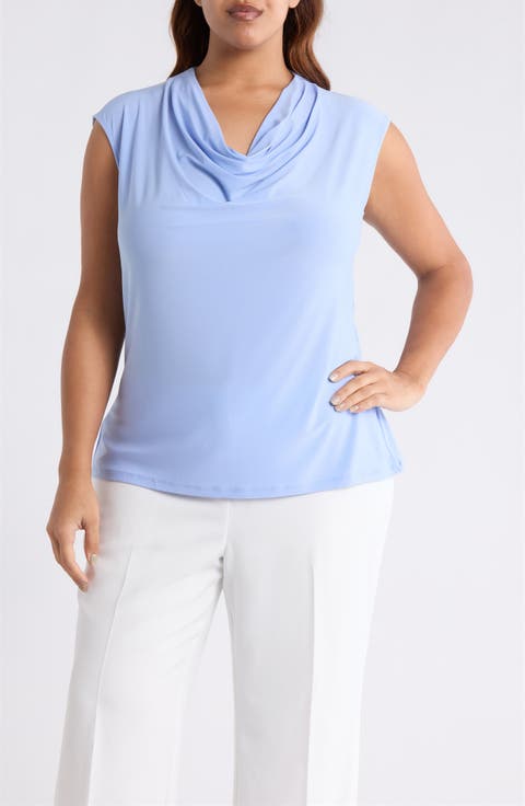 Cowl Neck Cap Sleeve Top (Plus)