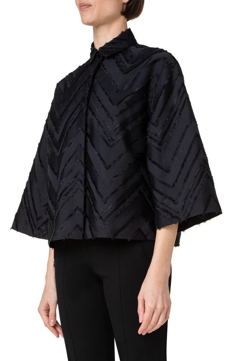 Akris punto Fringe Zigzag Blouse, Alternate, color, 