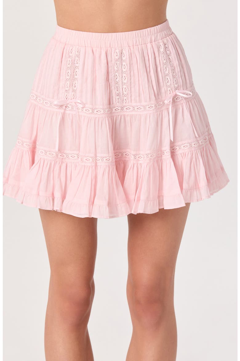 Delia Lace Trim Miniskirt, Alternate, color, PINK