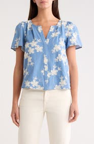 SUGARLIPS Keren Embroidered Split neck Top