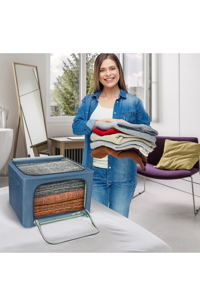 SORBUS 4-Pack Foldable Storage Boxes, Alternate, color, Blue