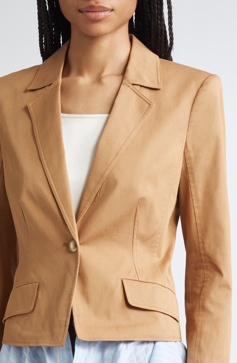 Cinq à Sept Shilo Stretch Cotton Jacket, Alternate, color, Brown Sandstone/ Bluebell