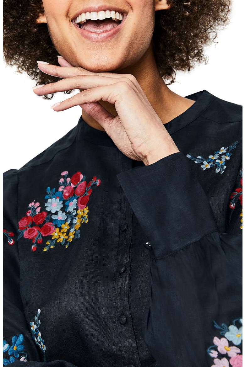 Claudia Embroidered Blouse, Alternate, color, NAVY