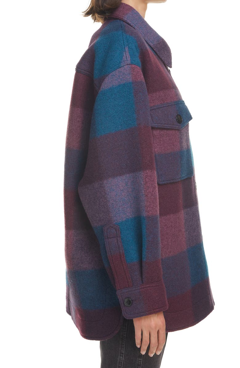 Isabel Marant Étoile Harveli Buffalo Check Shirt Jacket, Alternate, color, Dark Plum