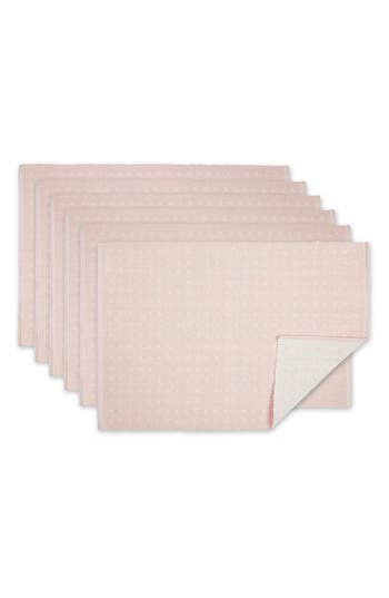 Design Imports Rose Dobby Dot Rib Set Of 4 Placemats In Pink
