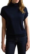 Lauren Ralph Lauren Cotton & Modal Cap Sleeve Mock Neck Top