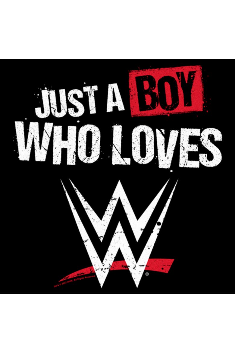 Boy's WWE Boy Who Loves Wrestling Distressed  Graphic T-Shirt, Alternate, color, Black
