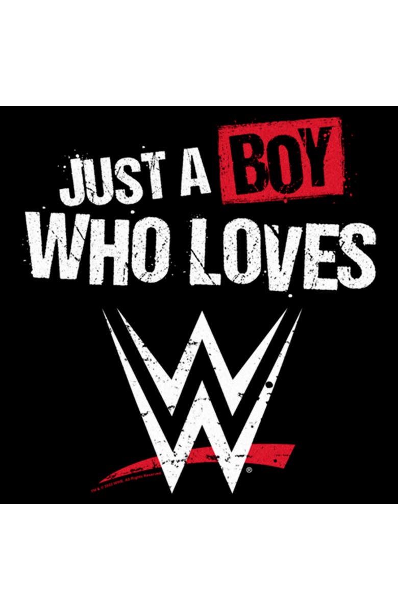 WWE Boy's WWE Boy Who Loves Wrestling Distressed  Graphic T-Shirt, Alternate, color, Black