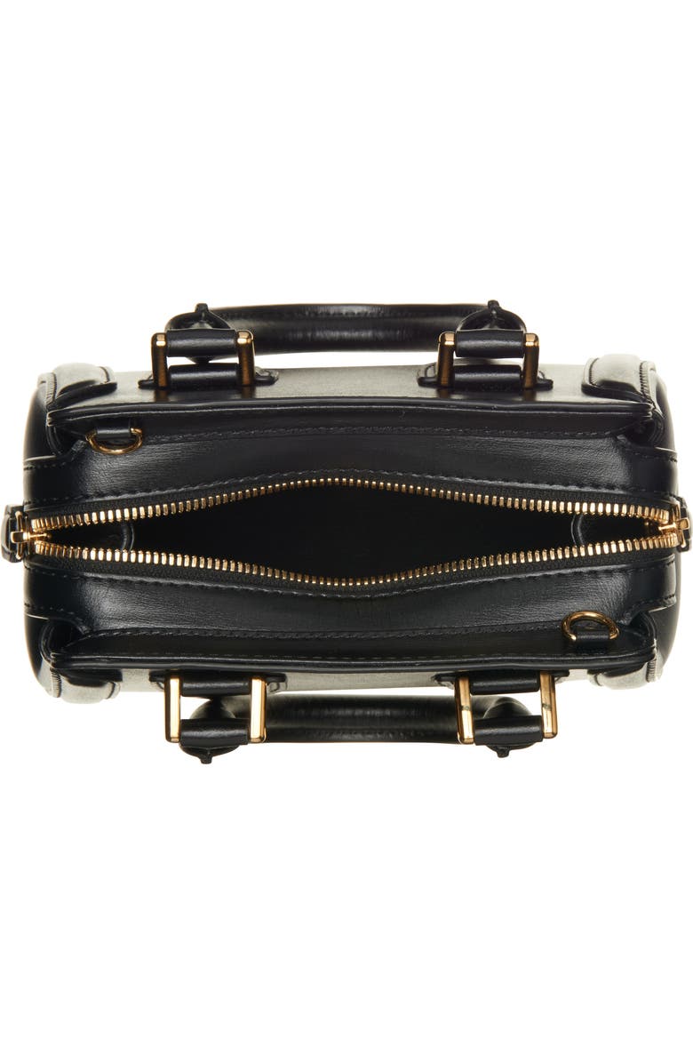 McQueen Mini Birdee Leather Top Handle Bag, Alternate, color, Black/ Gold
