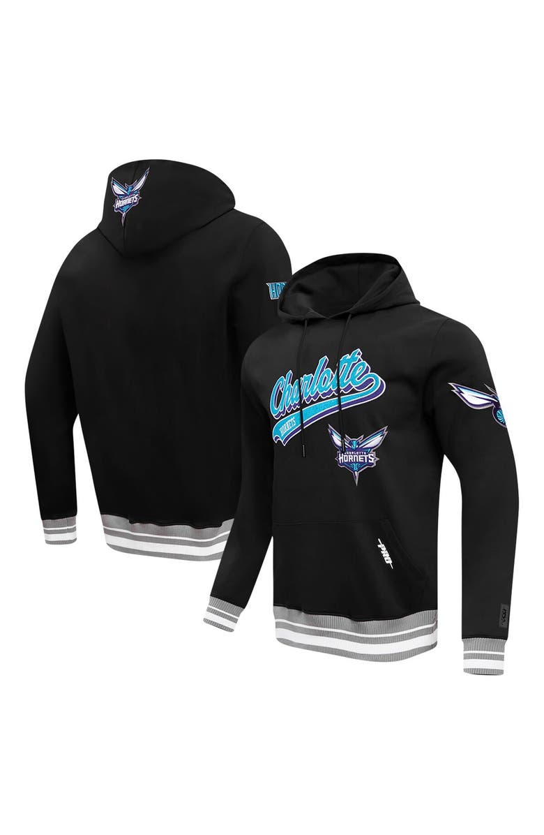 PRO STANDARD Men's Pro Standard Black Charlotte Hornets Script Tail Pullover Hoodie, Main, color, 