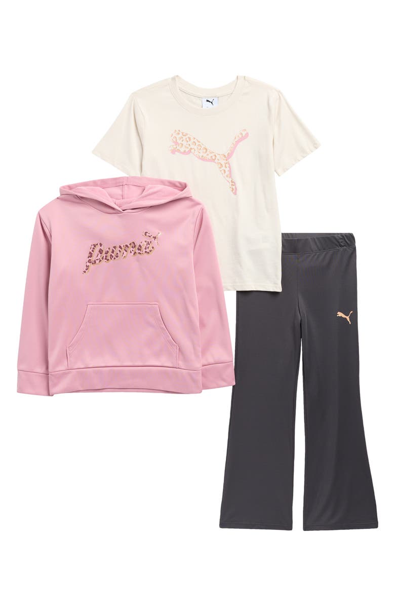 PUMA Kids' T-Shirt, Hoodie & Pants Set, Main, color, Beyond Pink