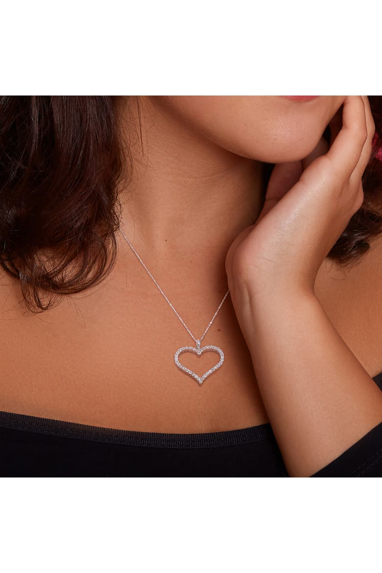 Lab-Grown Diamond Heart Necklace 14k, Alternate, color, White Gold
