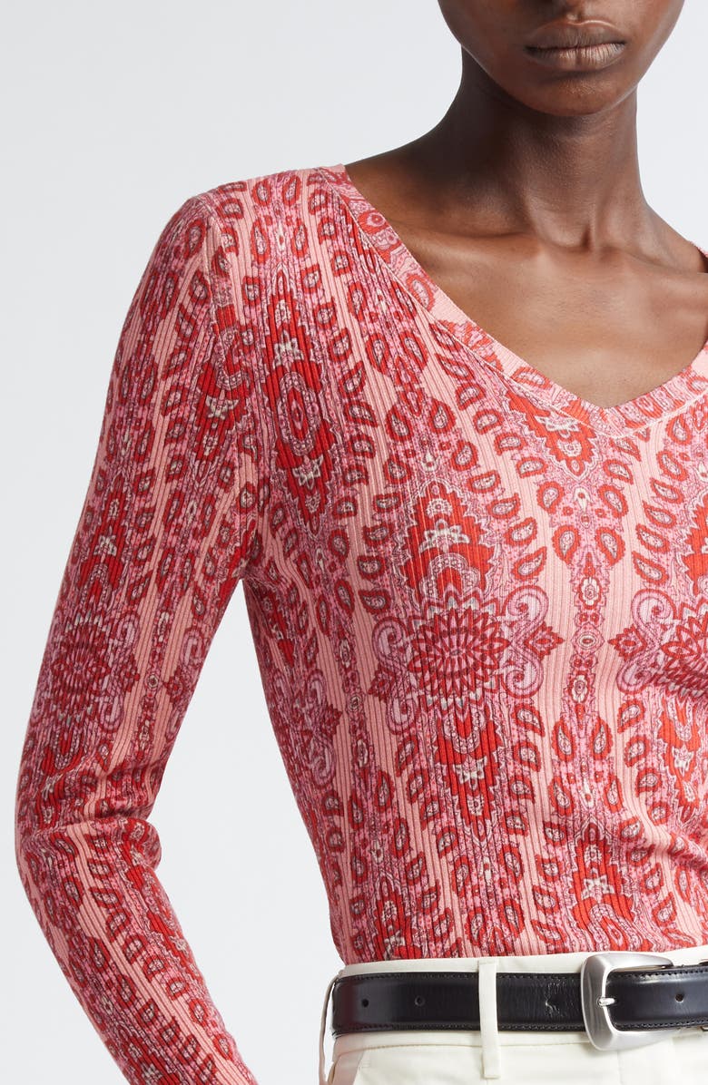 Etro Paisley Rib Sweater, Alternate, color, Stampa F.do Rosa