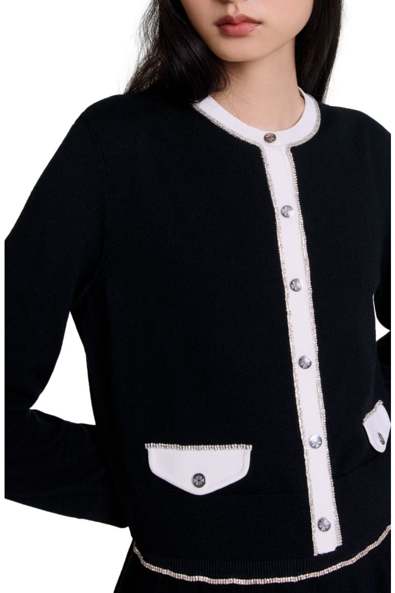 Rhinestone cardigan, Alternate, color, Black