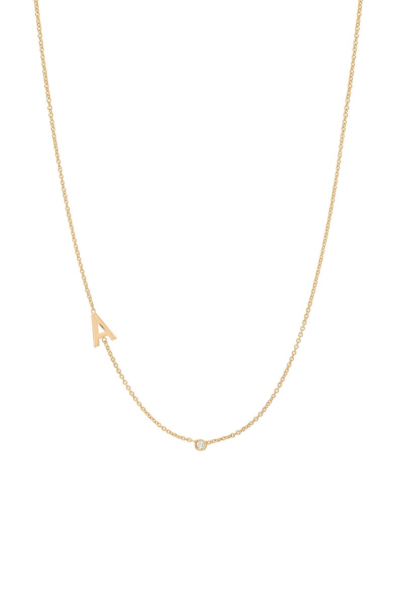 Asymmetric Initial & Diamond Pendant Necklace, Main, color, 14K YELLOW GOLD-A