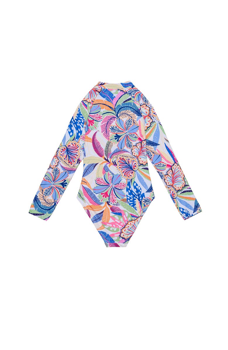Gottex Kids Tropic Fun Long Sleeve Zip Front One Piece, Alternate, color, Multi-Tropic