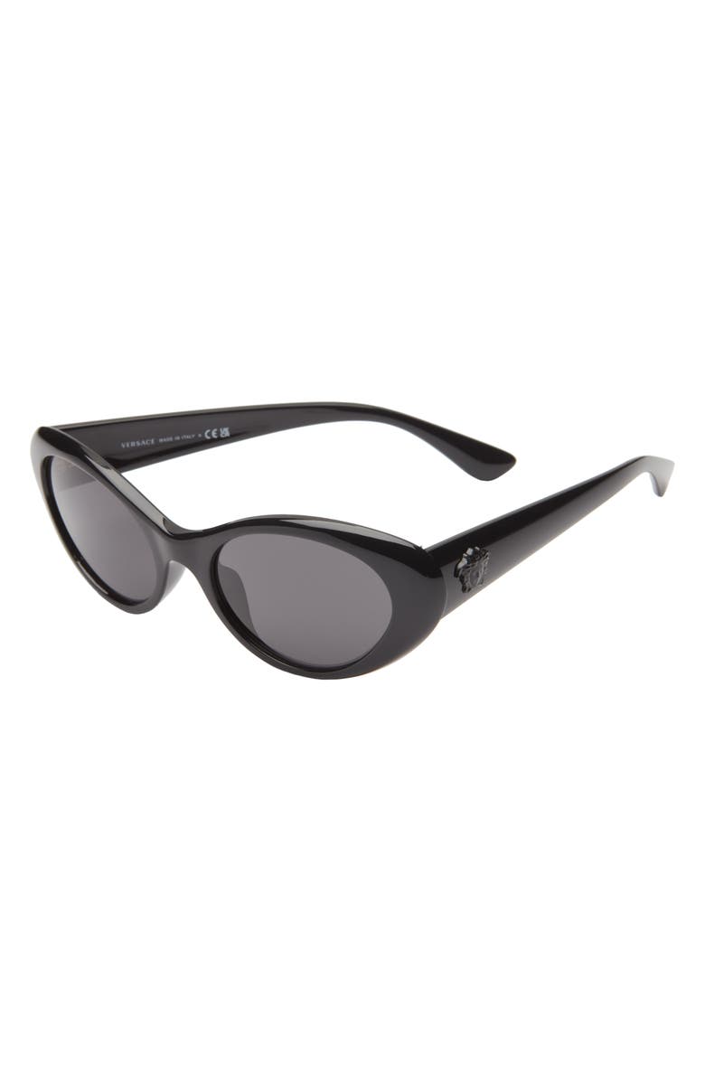 Versace 53mm Oval Sunglasses, Alternate, color, Black