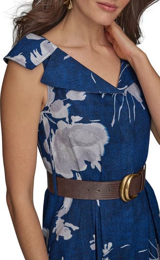 Donna Karan New York Floral Linen Blend Dress | Nordstrom