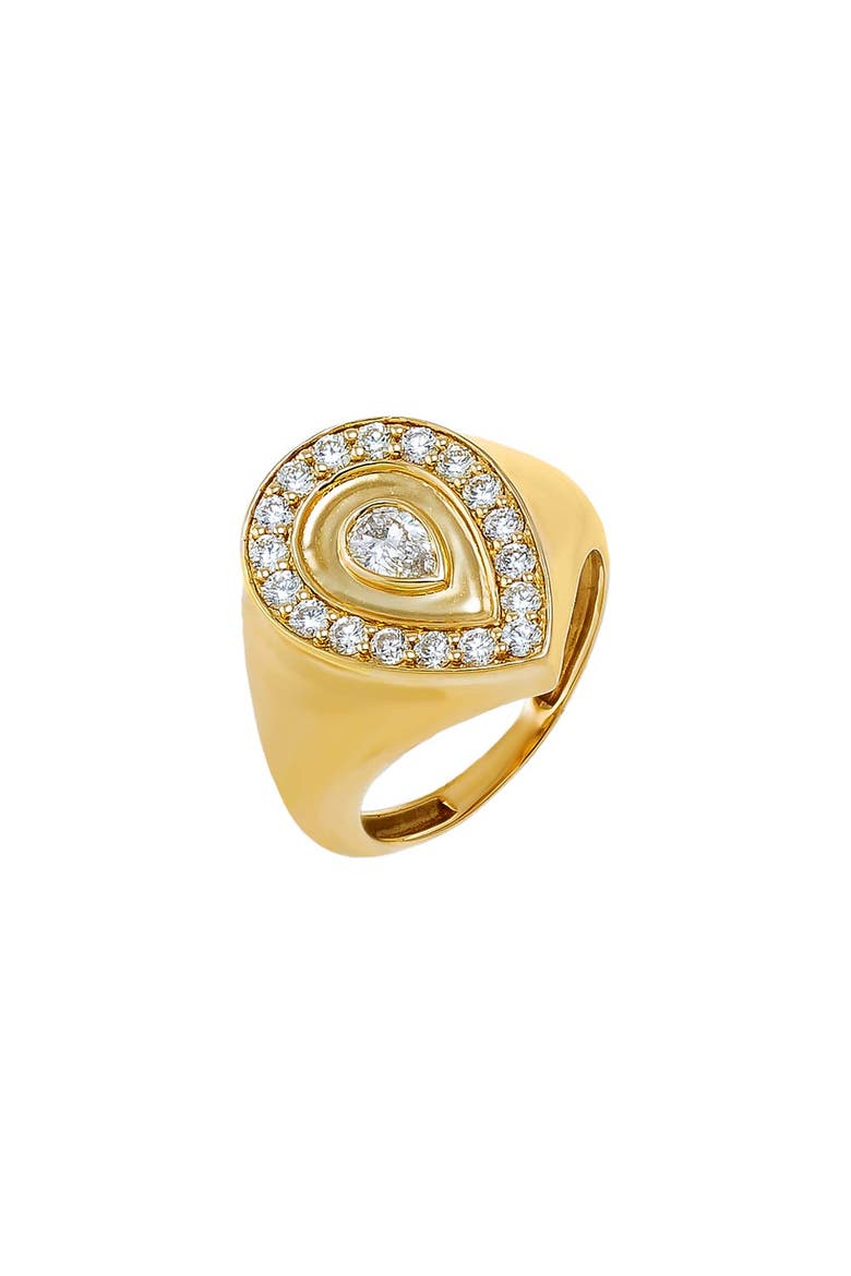 Diamond Teardrop Statement Pinky Ring 14K, Main, color, 14K Gold
