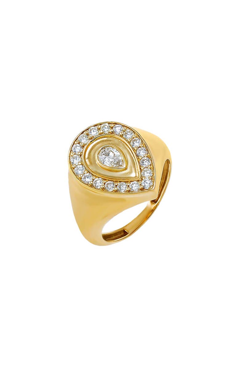 BY ADINA EDEN Diamond Teardrop Statement Pinky Ring 14K, Main, color, 14K Gold