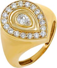 BY ADINA EDEN Diamond Teardrop Statement Pinky Ring 14K