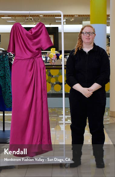 Amsale Gathered One-Shoulder Satin Gown Nordstromrack