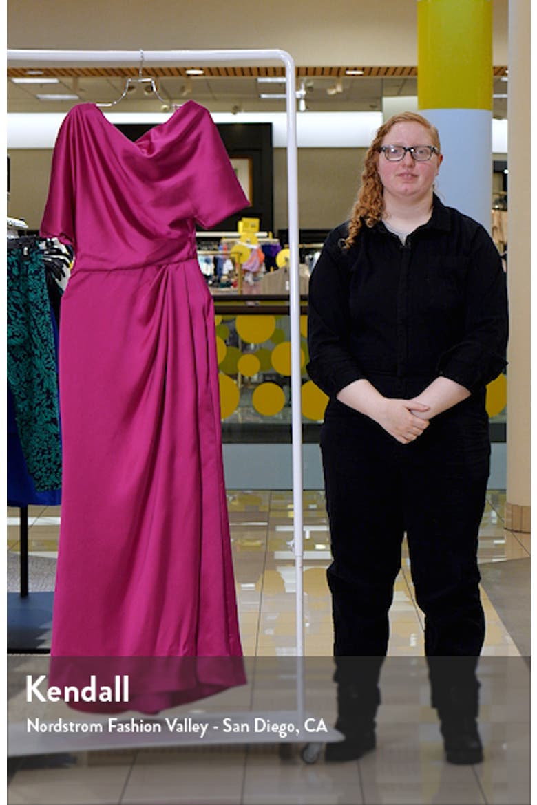 Gathered One-Shoulder Satin Gown video
