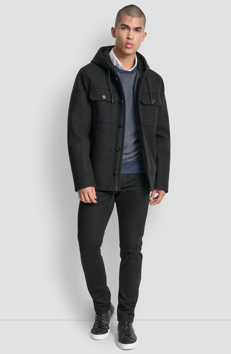 DKNY Hooded Water Resistant Jacket, Alternate, color, Black