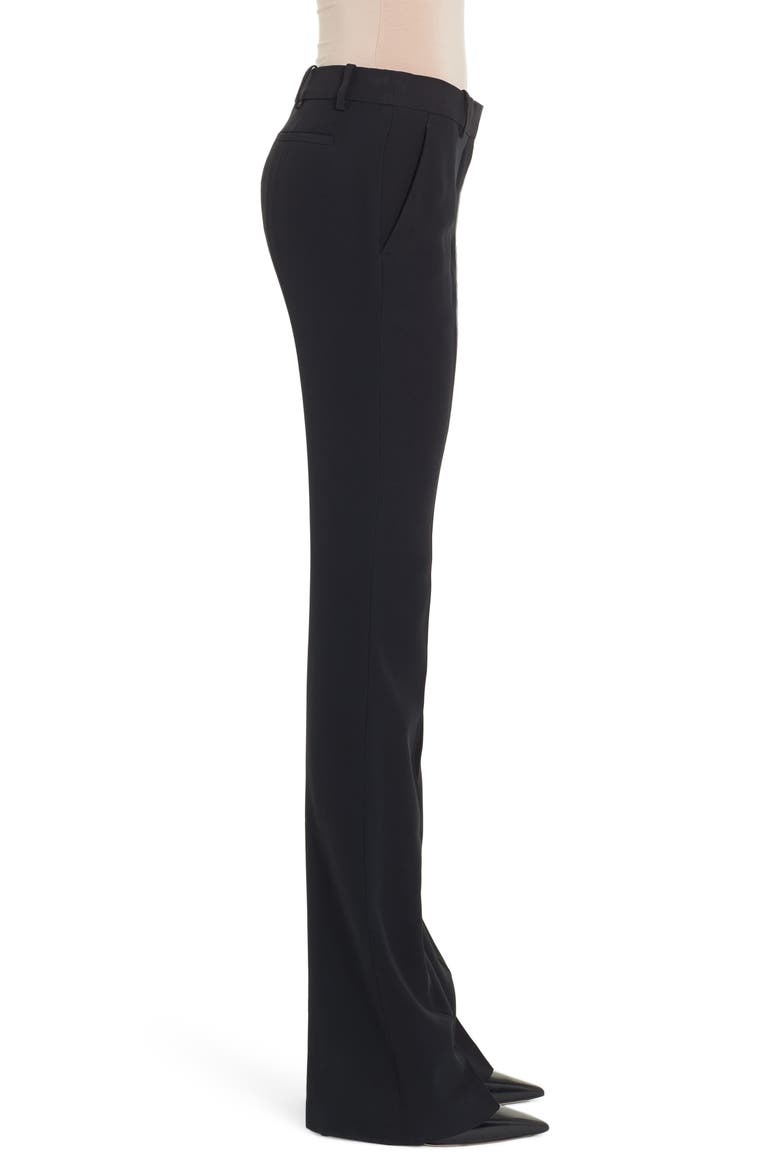 Alexander McQueen Leaf Crepe Slim Bootcut Pants, Alternate, color, BLACK
