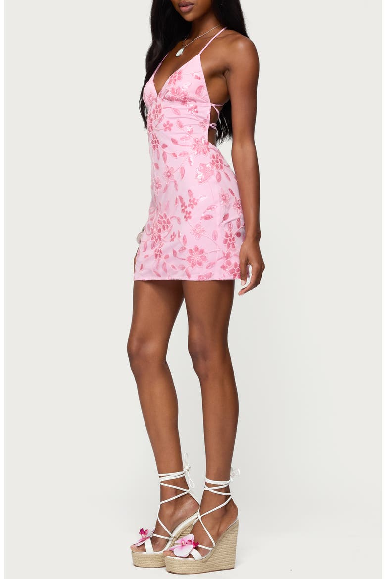 Ayv Sequin Beaded Floral Minidress, Alternate, color, LIGHT-PINK