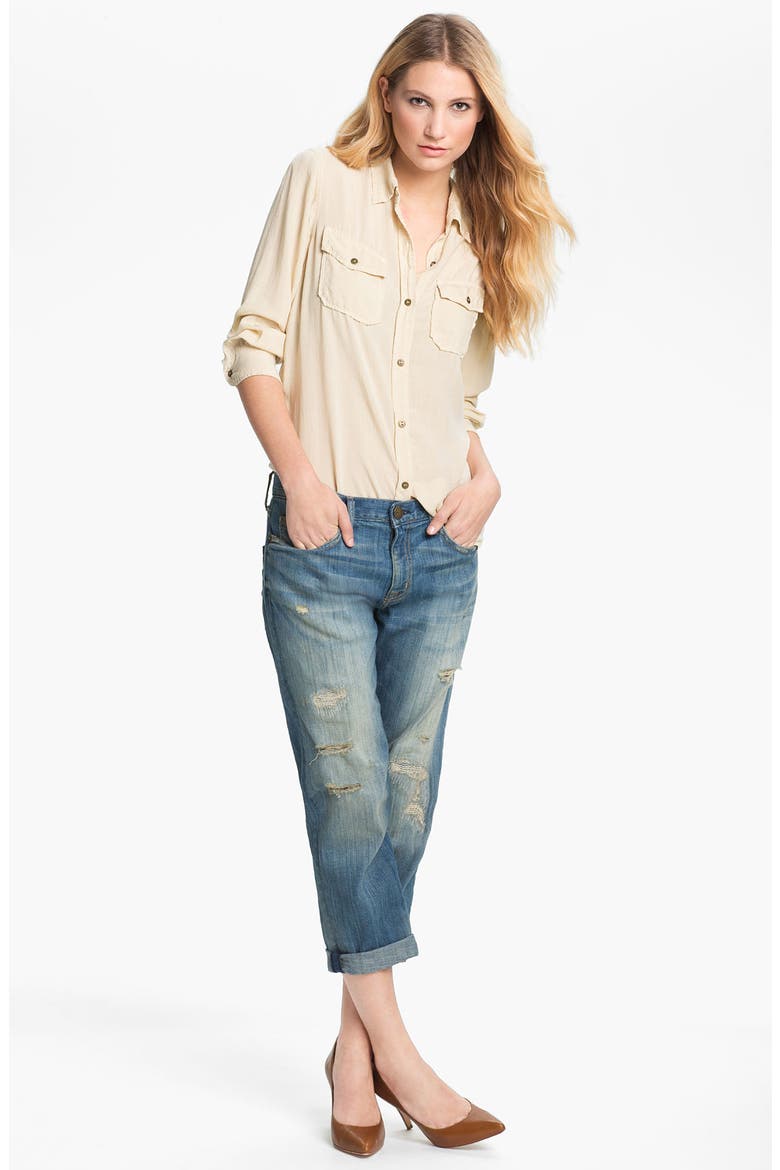 'The Boyfriend Jean' Stretch Jeans, Alternate, color, PANHANDLE WITH REPAIR