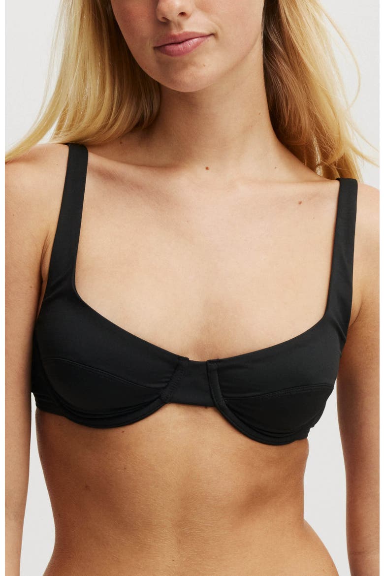 Women's Underwire Balconette Bikini Top, Main, color, Black