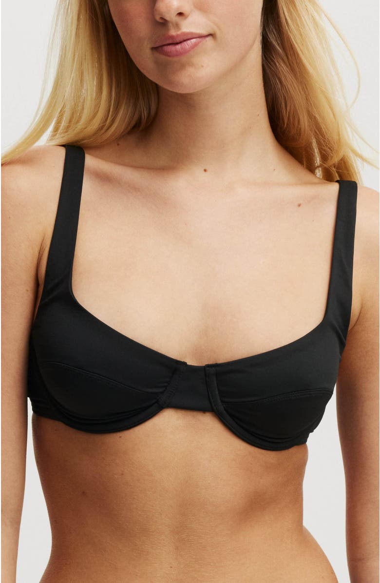 COTTON ON BODY Women's Underwire Balconette Bikini Top, Main, color, Black