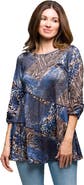 24seven Comfort Apparel Three Quarter Sleeve Tunic Top Animal Print